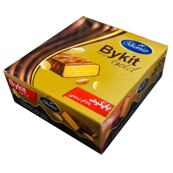 ویفر بایکیت بادام زمینی طلایی شونیز - ۴۵ گرم بسته ۲۰ عددی