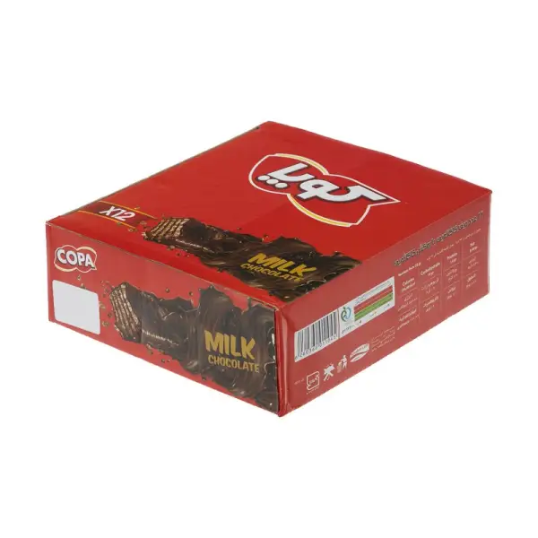 ویفر کاکائویی کوپا با طعم شیری - ۴۰ گرم بسته ۱۲ عددی