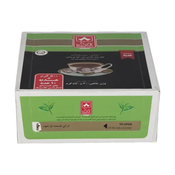 چای سیاه صبحانه (سی تی سی کلمه مورچه ای) دبش - ۵۰۰ گرم به همراه ۱۰ عدد چای کیسه ای دم کردنی کلاسیک