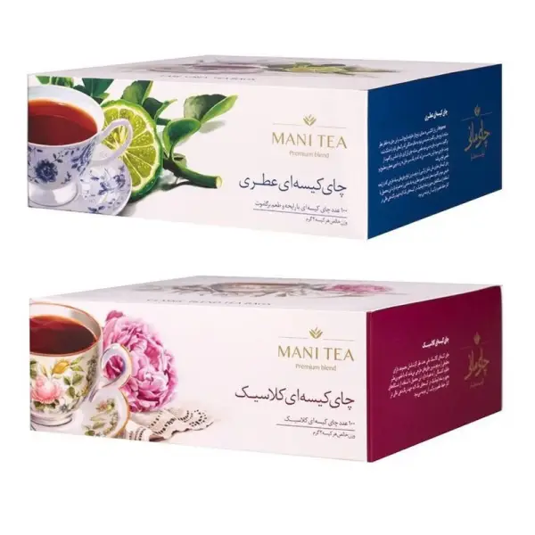 چای سیاه عطری و کلاسیک کیسه ای چای مانی دو بسته ۱۰۰ عددی
